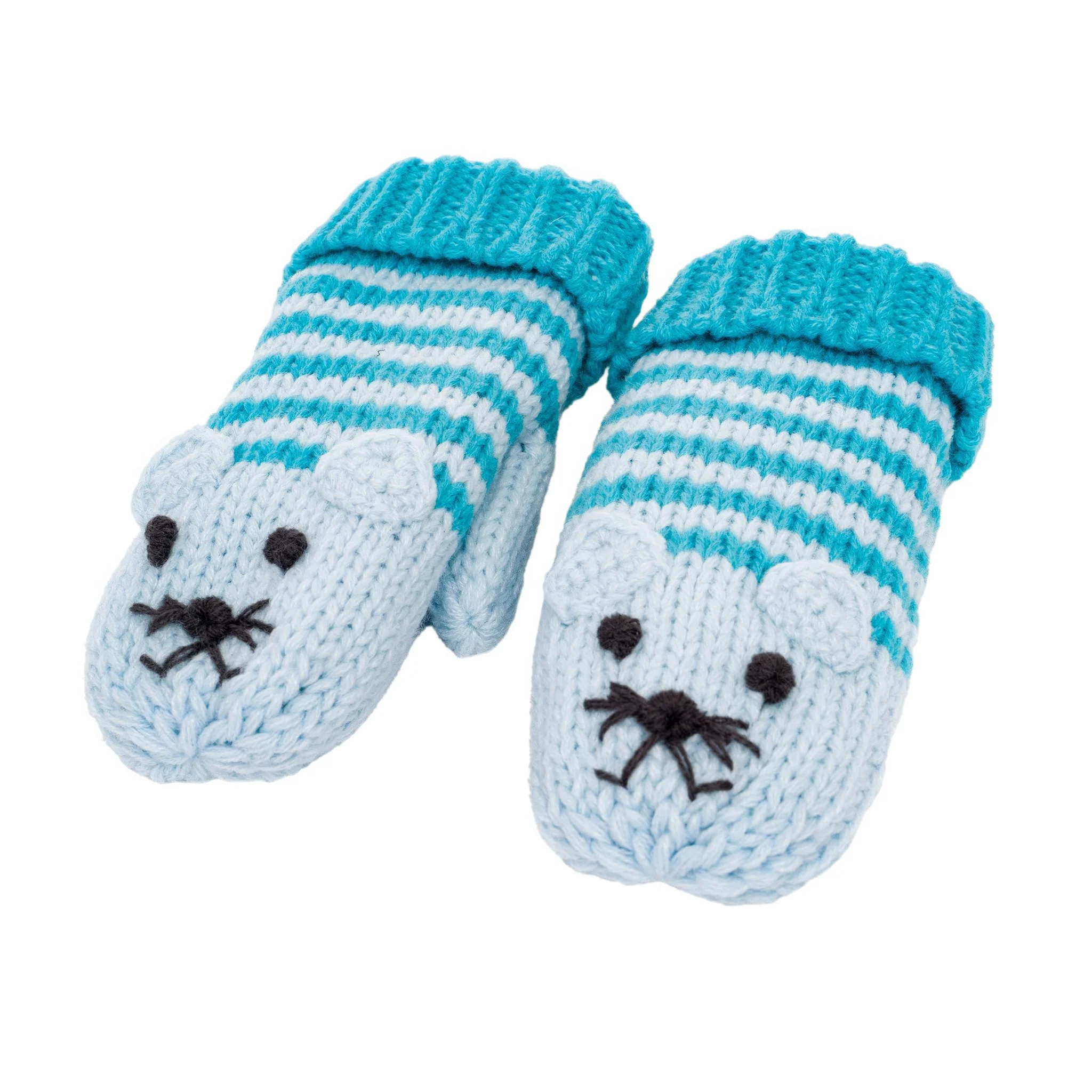 Knit Cat Mittens - Blue - Image 4