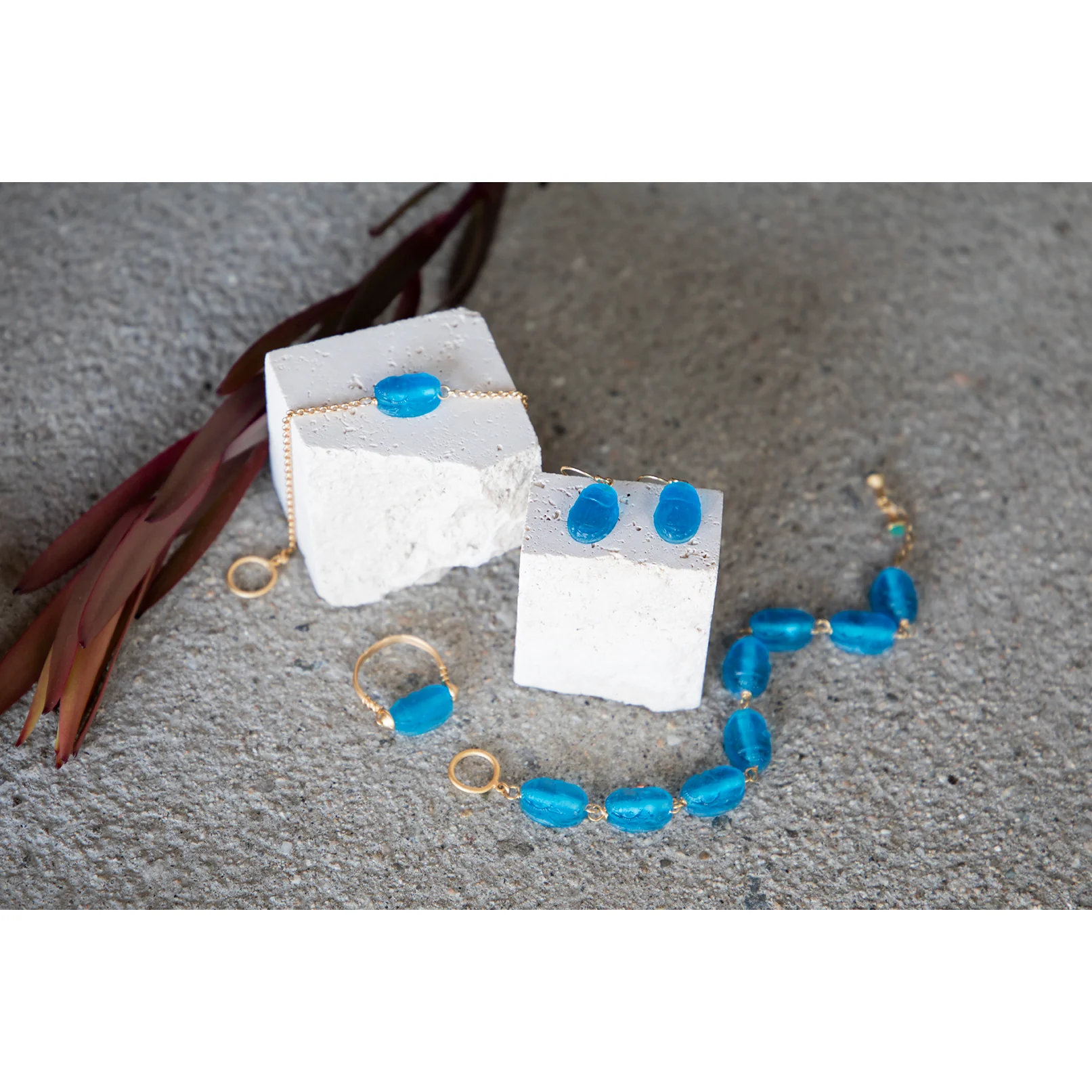 Glass Scarab Earrings - Image 3