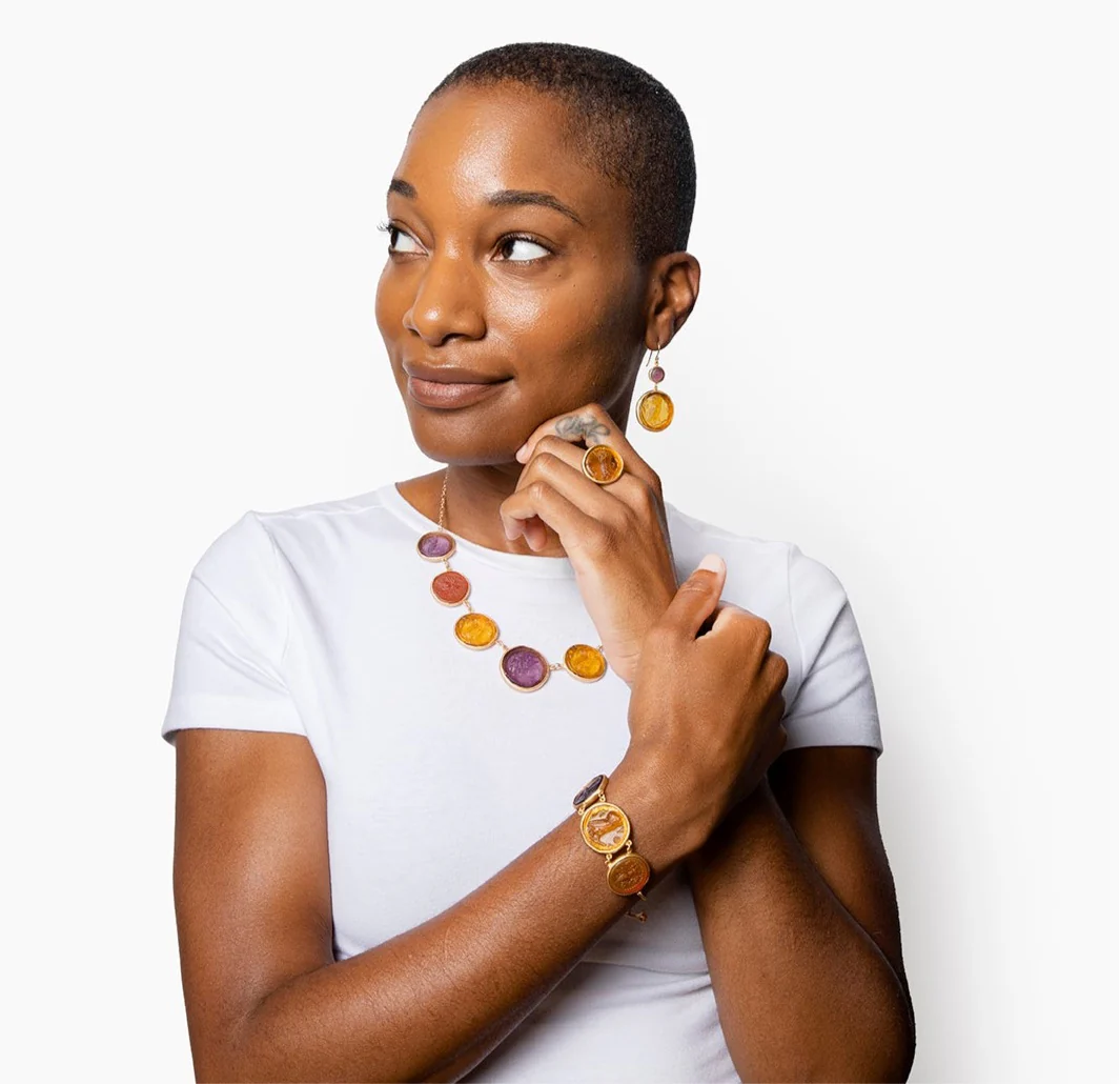 Glass Multi-Coin Motif Necklace - Image 3