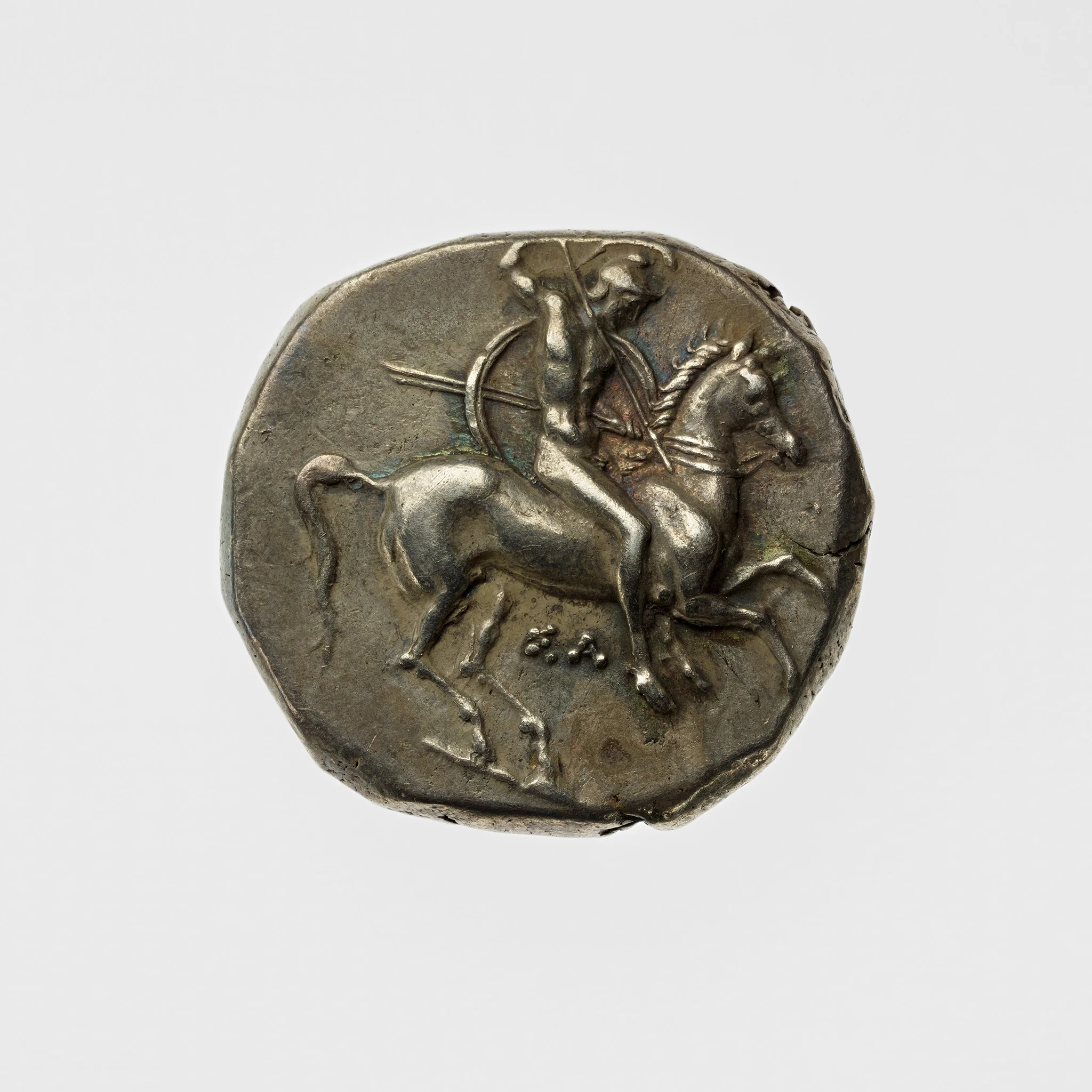 Glass Mounted Warrior Coin Motif Ring (Cobalt Tone) - Image 3