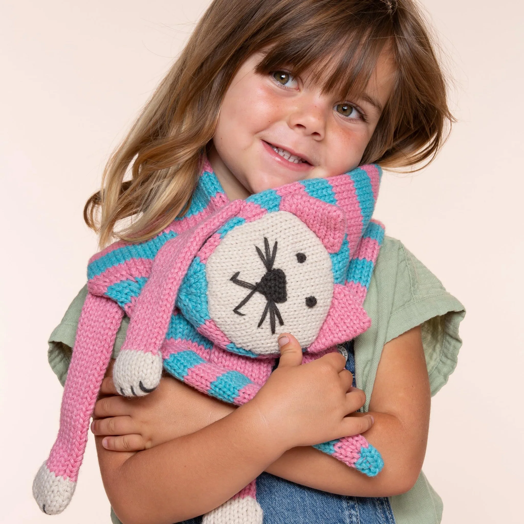 Knitted Cat Scarf - Pink & Blue - Image 4