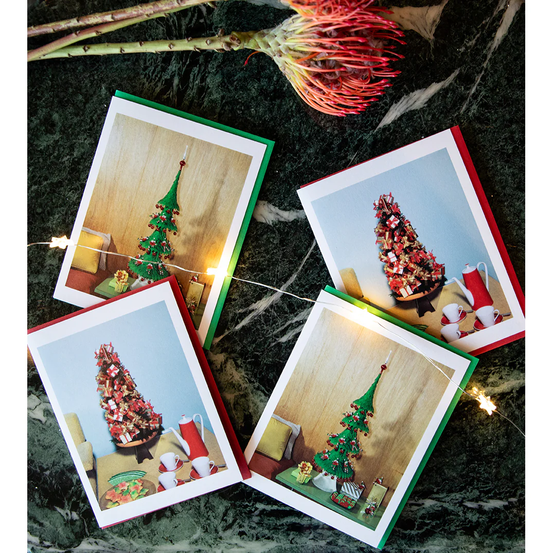 Shulman House, interior view with Christmas decorations, Los Angeles, CA, 1957, 1958 Holiday Card - Image 3