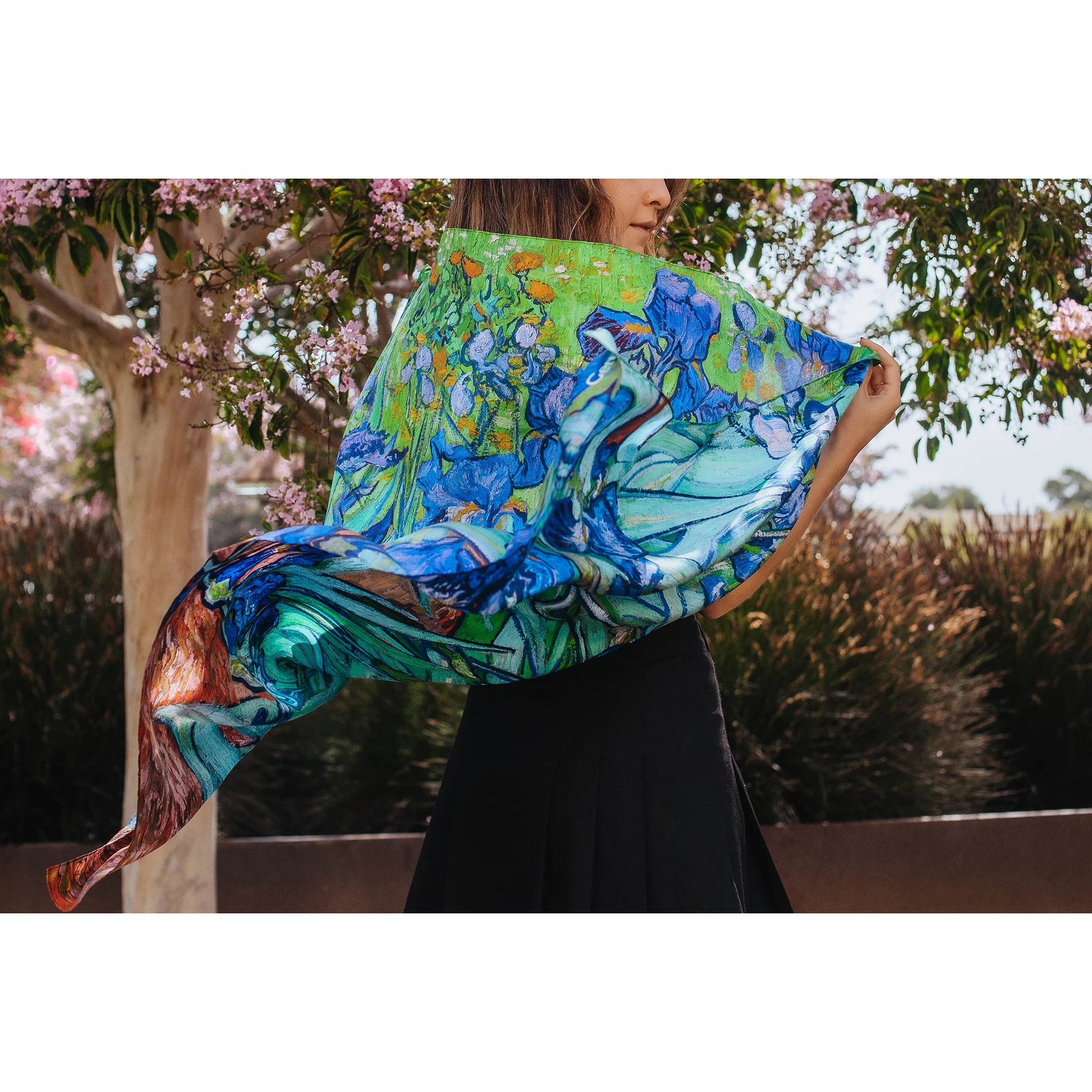 Square Van Gogh Irises Silk Scarf - Image 3