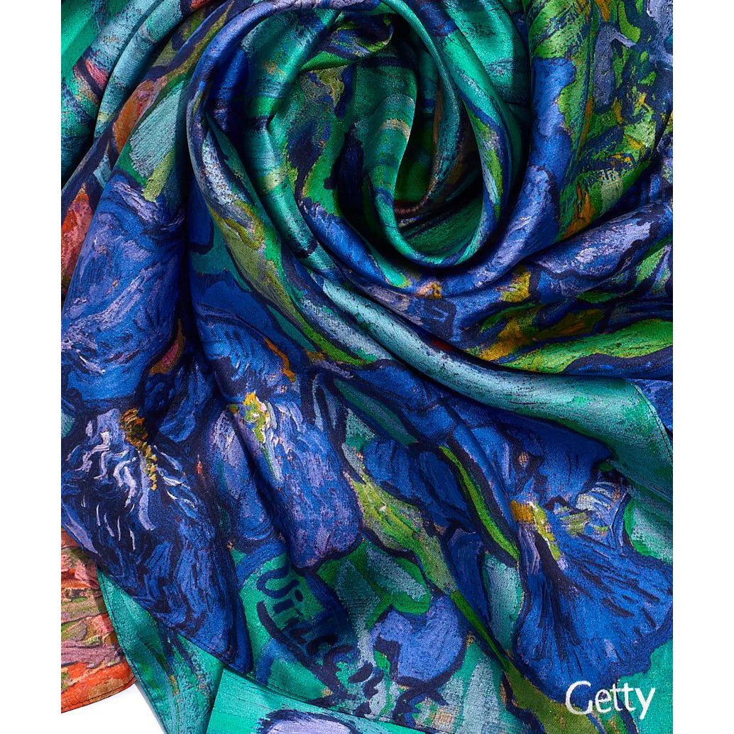 Square Van Gogh Irises Silk Scarf - Image 4