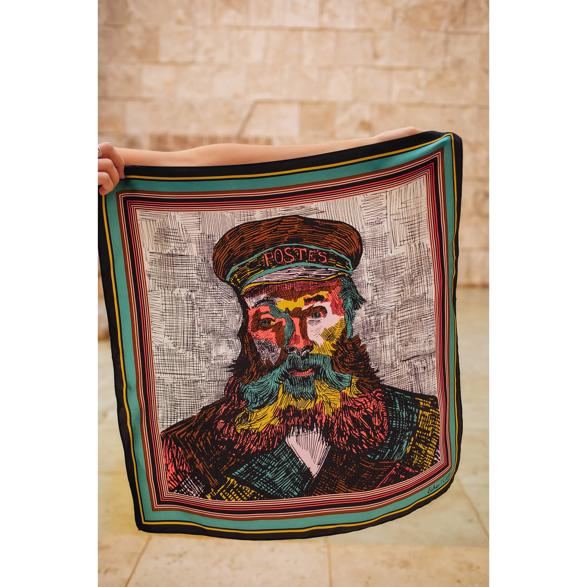 Van Gogh Portrait of Joseph Roulin Silk Neckerchief Scarf - Image 4